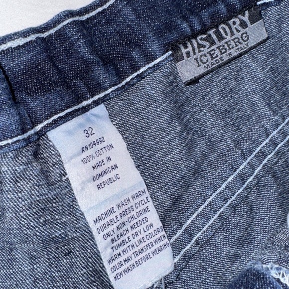 Vintage Iceberg History Jean Shorts Mens 32 Kung Fu Scooby Blue Dark Wash Skater - Picture 6 of 11
